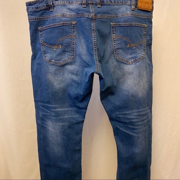 Indigo Alpha 46x30 Straight Leg Men’s Jeans Stretch Whiskered Medium Wash - Picture 9 of 10